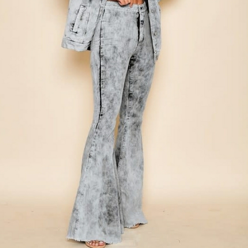 Acid wash corduroy bell bottom